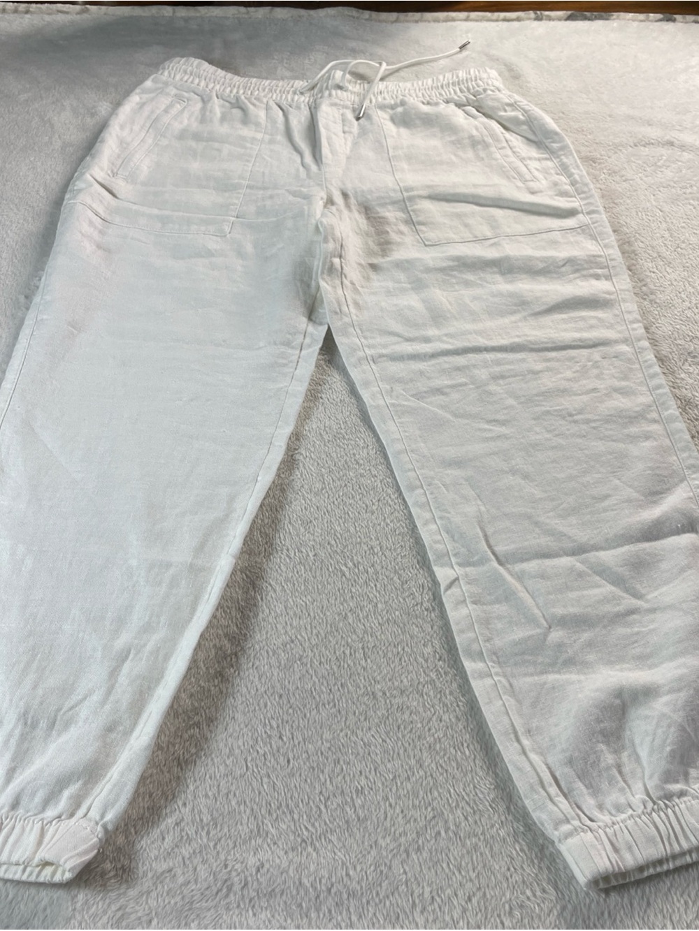Athleta Retreat Linen Jogger Womens Size 10 P White 531704-02 NWOT